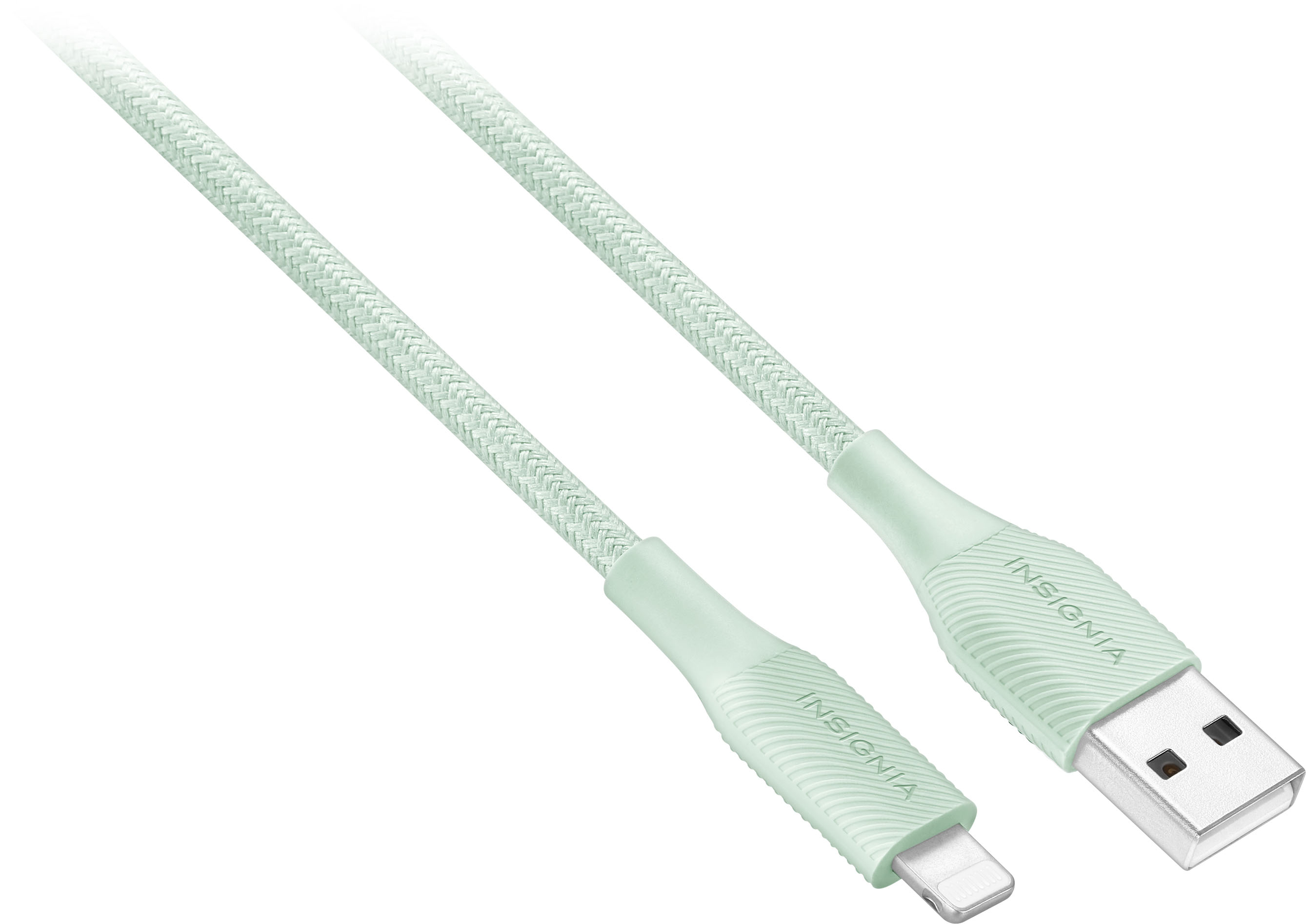Angle View: Insignia™ - 5' Lightning to USB Charge-and-Sync Cable - Green