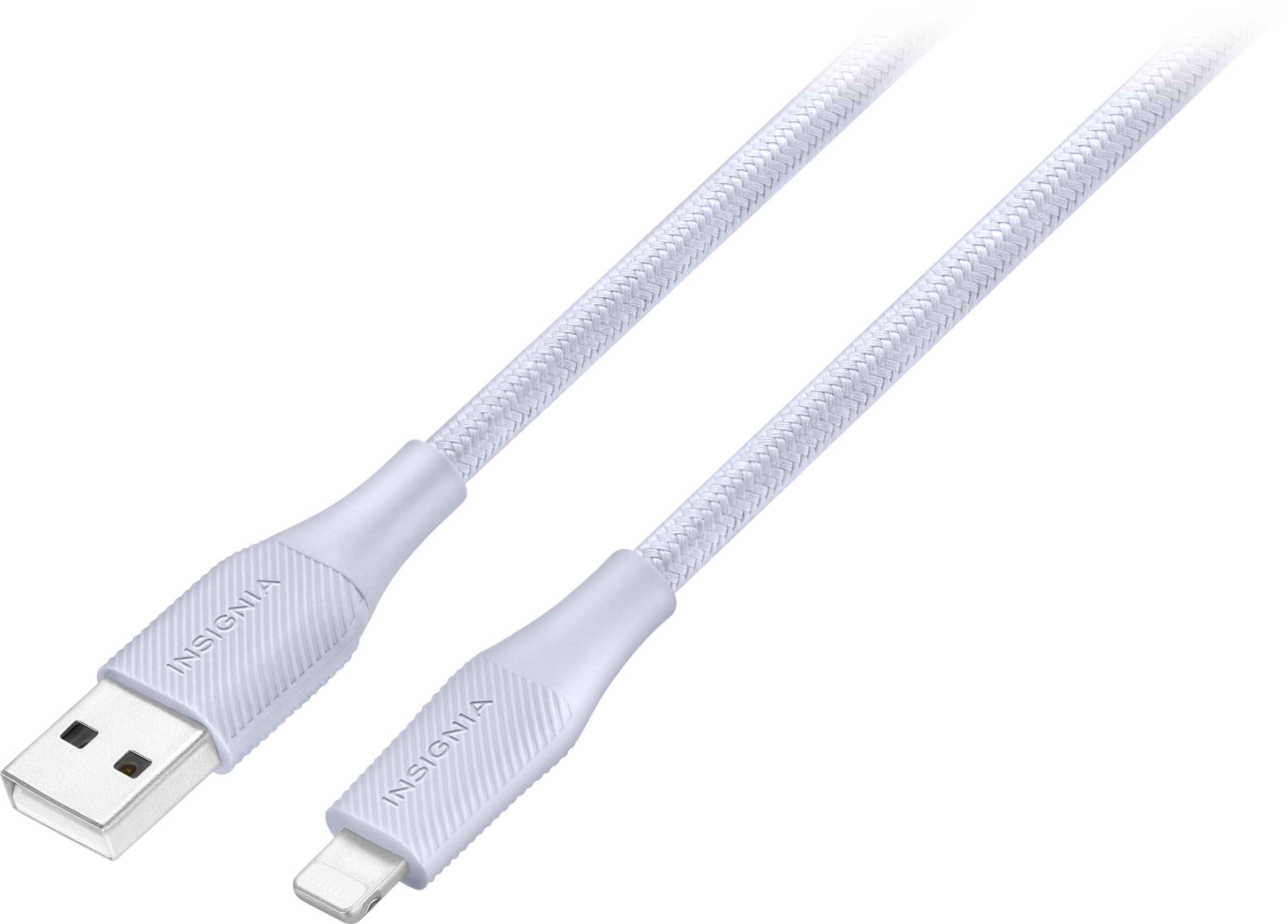 Left View: Insignia™ - 10' Lightning to USB Charge-and-Sync Cable - Purple