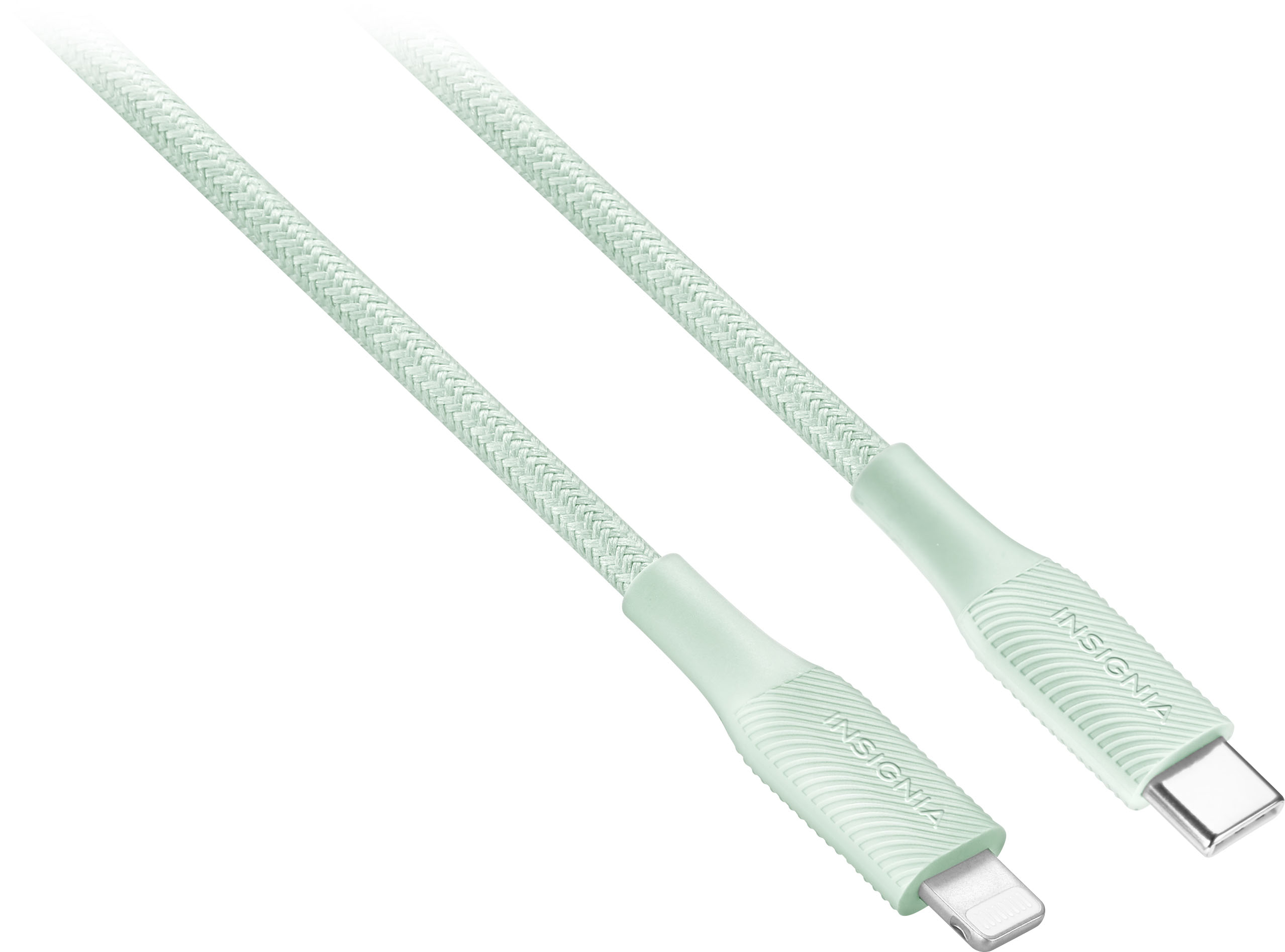 Angle View: Insignia™ - 5' Lightning to USB-C Charge-and-Sync Cable - Light Green