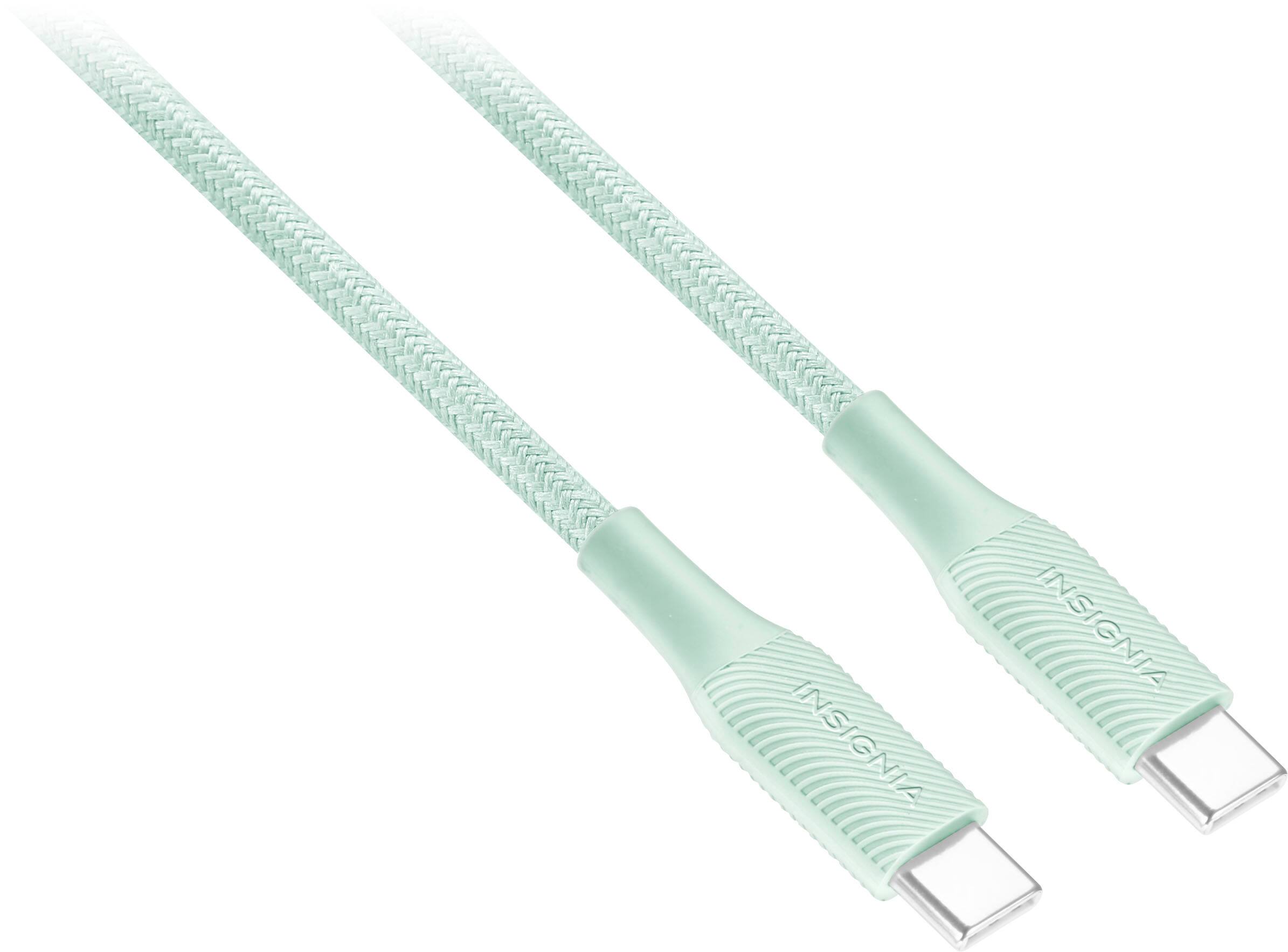 Angle View: Insignia™ - 5' USB-C to USB-C Charge-and-Sync Cable - Light Green