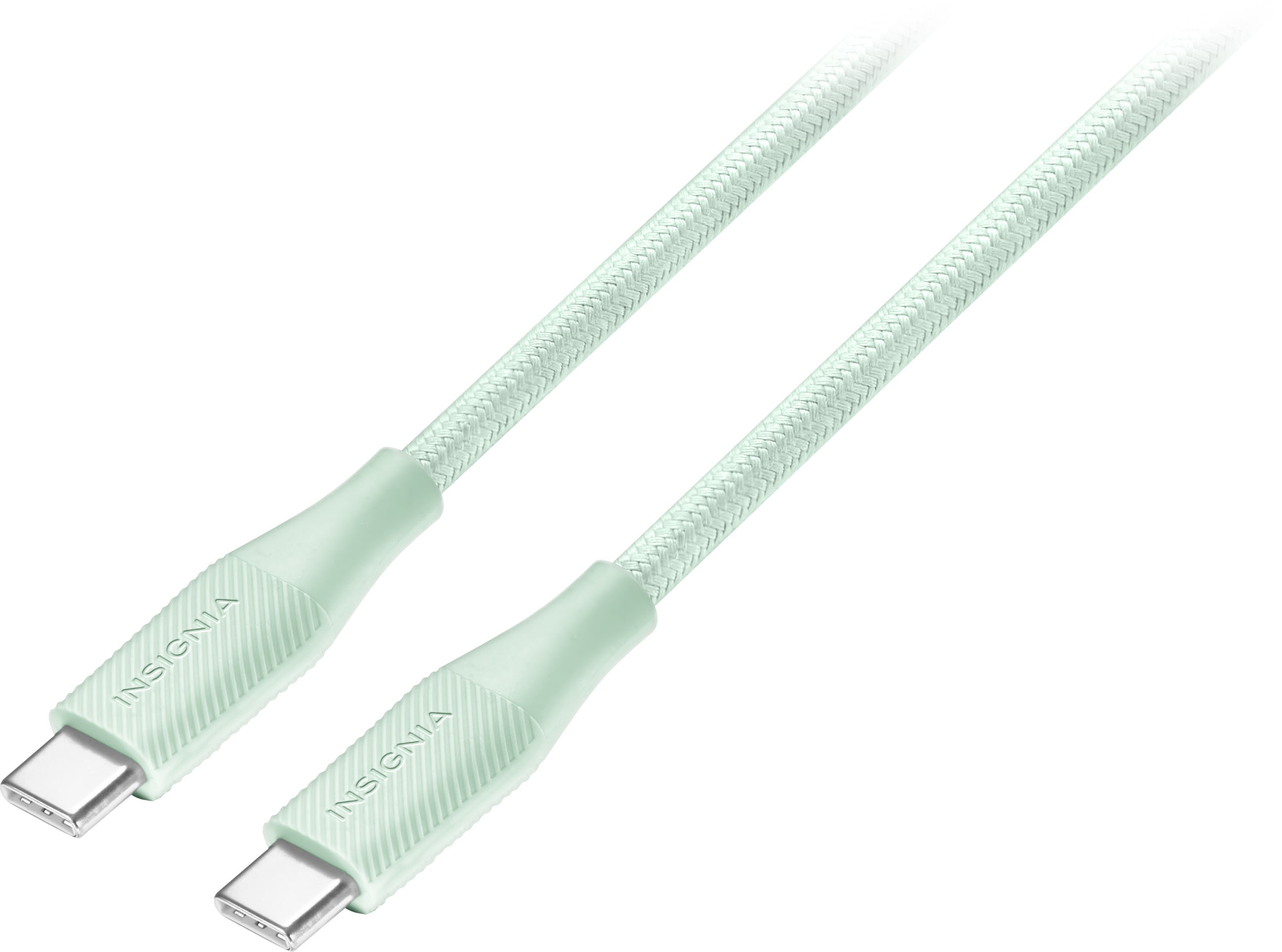 Left View: Insignia™ - 10' USB-C to USB-C Charge-and-Sync Cable - Light Green