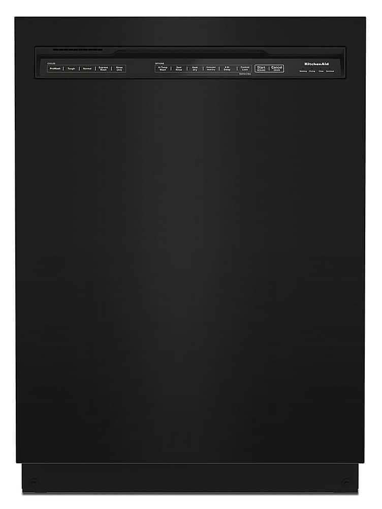 Front. KitchenAid - 24" Front Control Built-In Dishwasher with Stainless Steel Tub, ProWash, 47 dBA - Black.