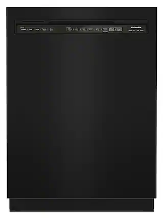 Front. KitchenAid - 24" Front Control Built-In Dishwasher with Stainless Steel Tub, ProWash, 47 dBA - Black.