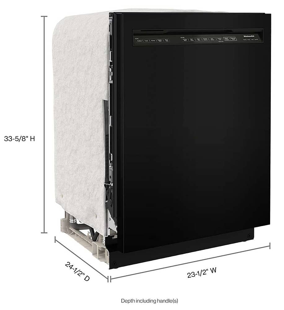 Alt View 11. KitchenAid - 24" Front Control Built-In Dishwasher with Stainless Steel Tub, ProWash, 47 dBA - Black.