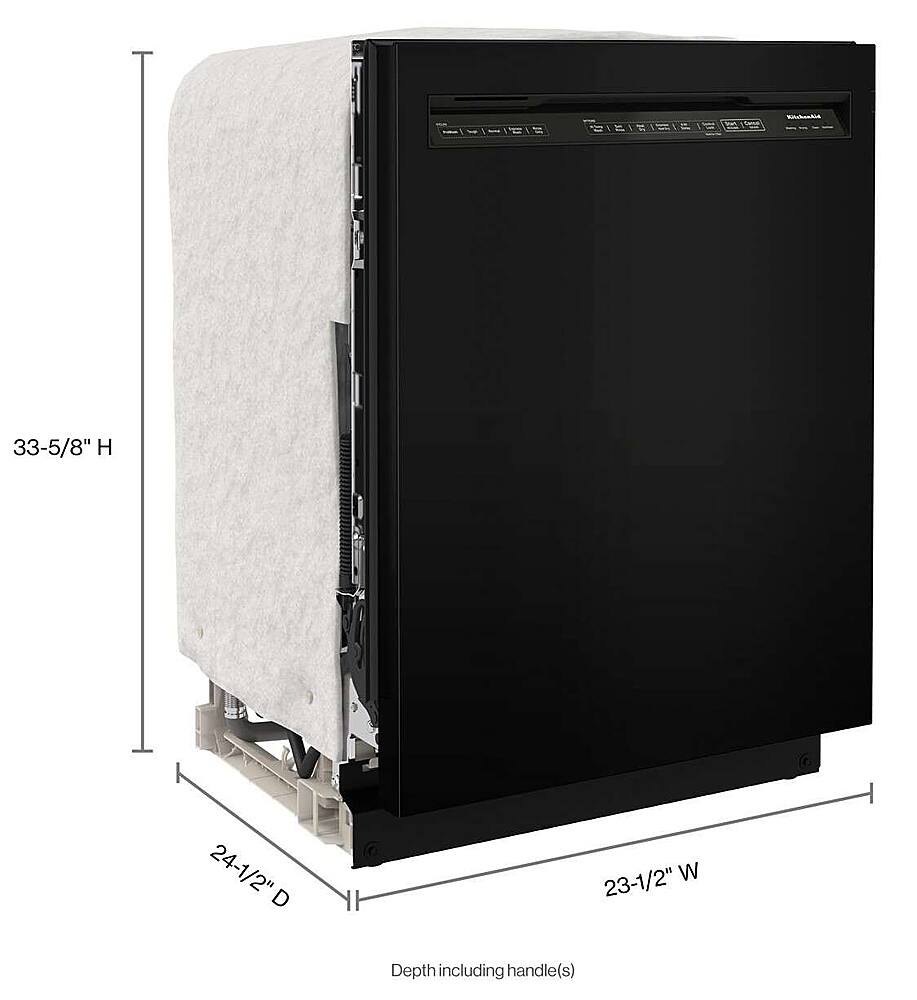 Alt View 11. KitchenAid - 24" Front Control Built-In Dishwasher with Stainless Steel Tub, ProWash, 47 dBA - Black.