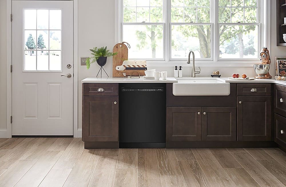 Alt View 32. KitchenAid - 24" Front Control Built-In Dishwasher with Stainless Steel Tub, ProWash, 47 dBA - Black.