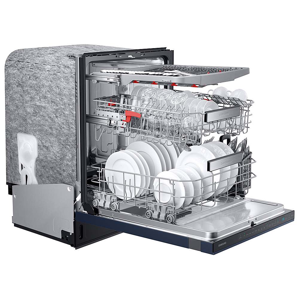 Alt View 18. Samsung - Bespoke AutoRelease Dry Smart Built-In Stainless Steel Tub Dishwasher with 3rd Rack, Linear Wash, 39dBA - Navy steel.