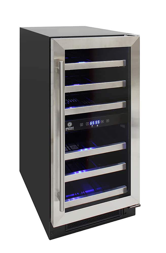 Left View: 28-Bottle Dual-Zone Wine Cooler (Stainless)