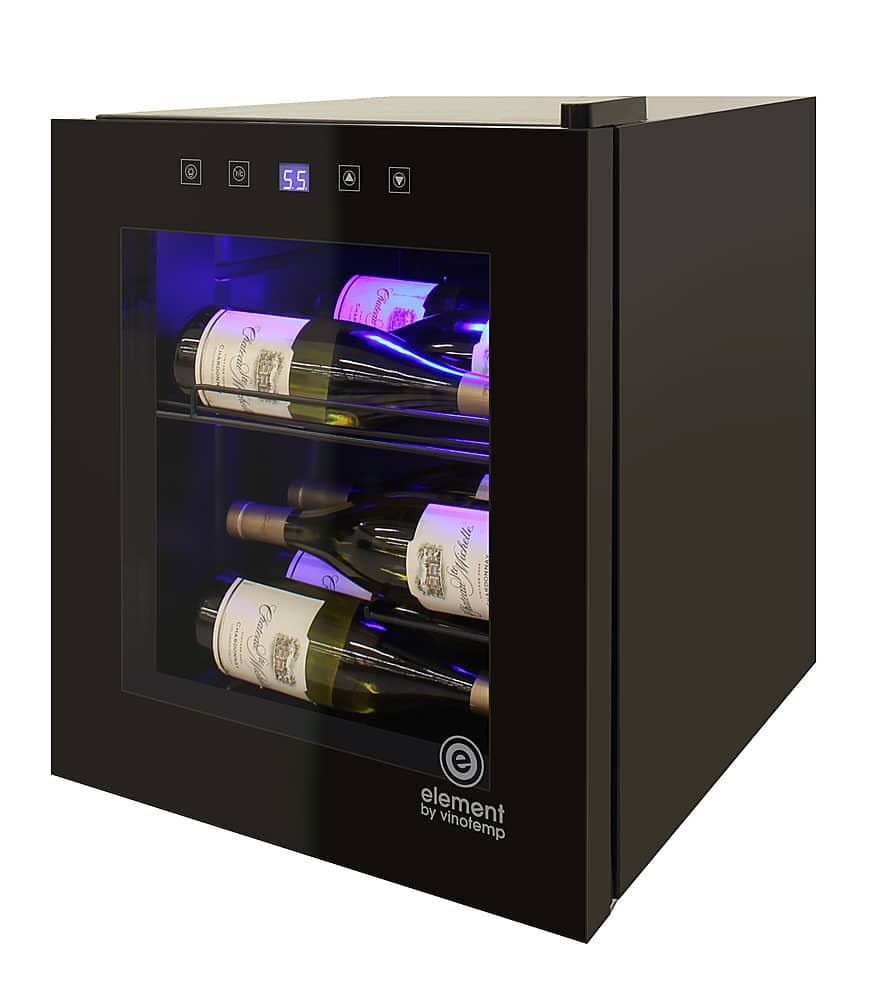 Angle View: Vinotemp - 15-Bottle Single-Zone Wine Cooler with Touch Screen - Black