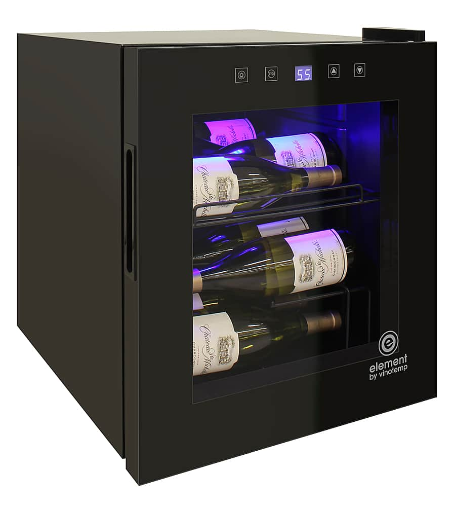 Left View: Vinotemp - 15-Bottle Single-Zone Wine Cooler with Touch Screen - Black