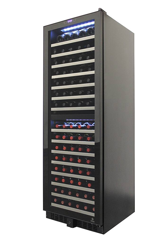 Angle View: Vinotemp - 155-Bottle Dual-Zone Wine Cooler - Silver