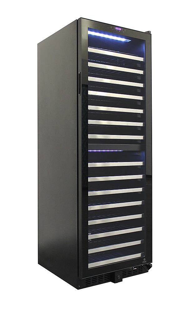 Left View: Vinotemp - 155-Bottle Dual-Zone Wine Cooler - Silver