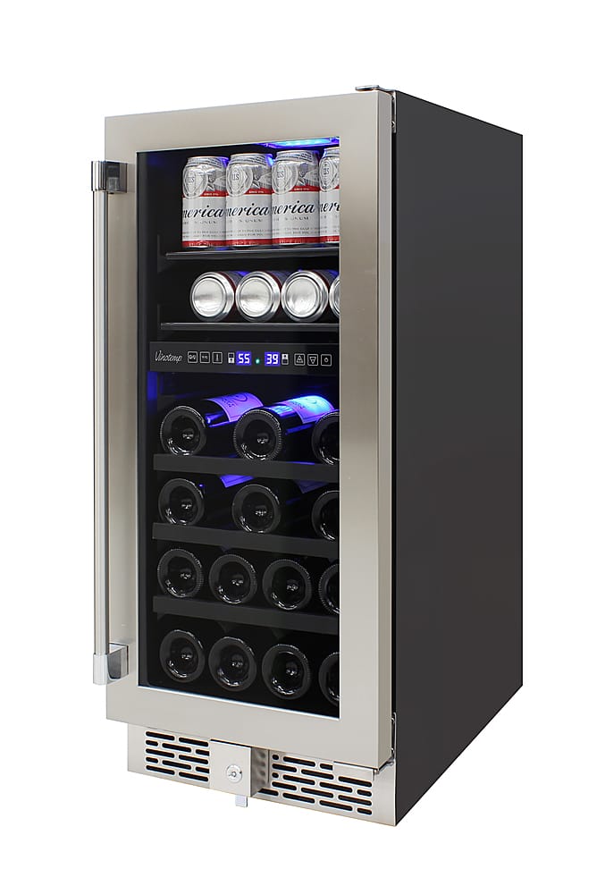 Angle View: Vinotemp - 19-Bottle Dual Zone Beverage Cooler - Silver