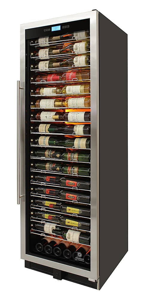 Angle View: Vinotemp - 141-Bottle Single-Zone  Wine Cooler with Backlit Panel - Silver