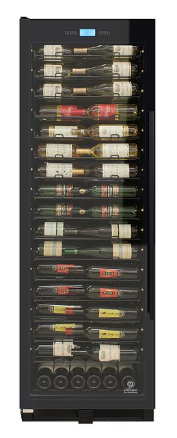 Vinotemp – 141-Bottle Single-Zone Backlit Panel Wine Cooler (Black) – Left Hinge