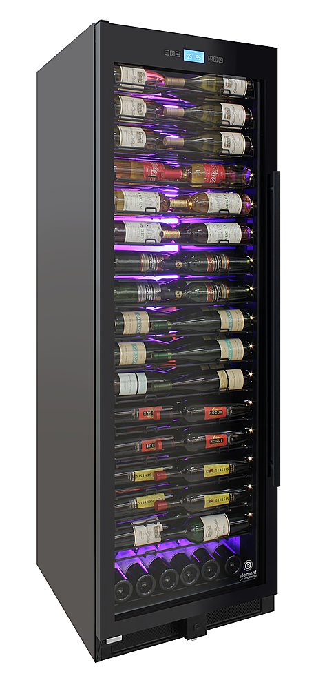 Left View: Vinotemp - 141-Bottle Single-Zone  Wine Cooler with Backlit Panel and Left Hinge - Black