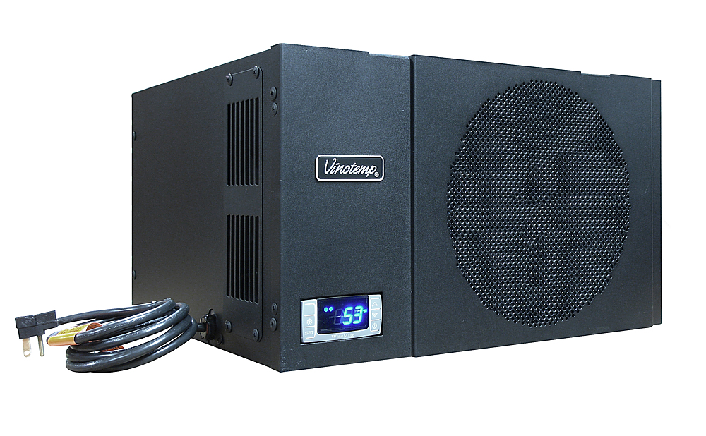 Left View: Vinotemp - Wine-Mate 1500HTD Self-Contained Cellar Cooling System - Black