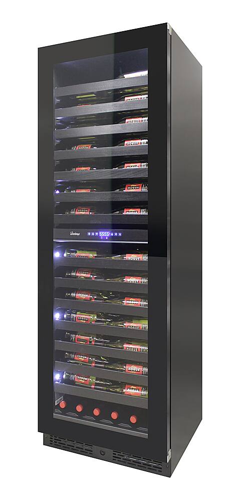 Angle View: Vinotemp - 126-Bottle Dual Zone Panel-Ready Wine Cooler - Silver