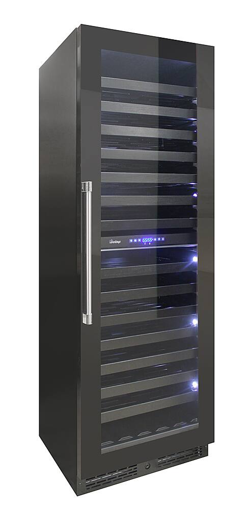 Left View: Vinotemp - 126-Bottle Dual Zone Panel-Ready Wine Cooler - Silver