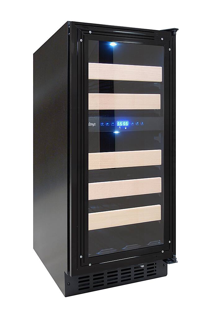 Left View: Vinotemp - 28-Bottle Panel-Ready Wine Cooler - Silver