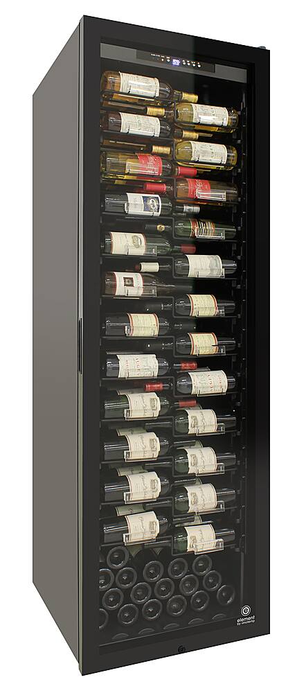 Left View: Vinotemp - 162-Bottle Single-Zone Wine Cooler - Black