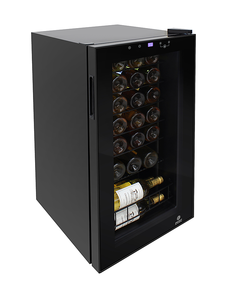 Left View: Vinotemp - 28-Bottle Wine Cooler with Touch Screen - Black