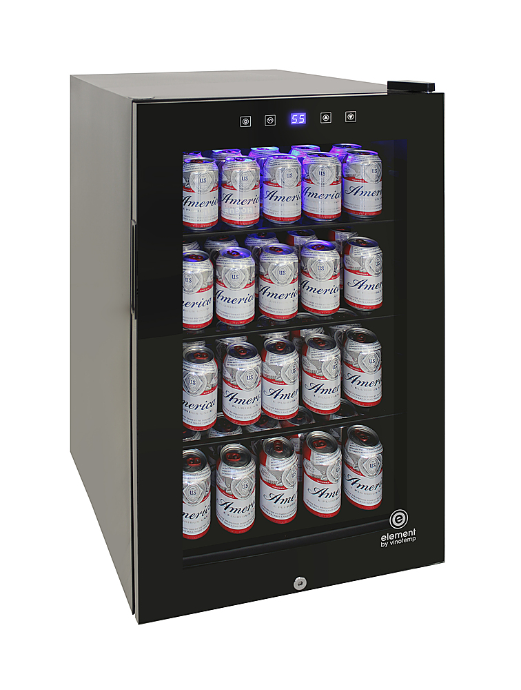 Left View: Vinotemp - 105-Can Beverage Cooler with Touch Screen - Black