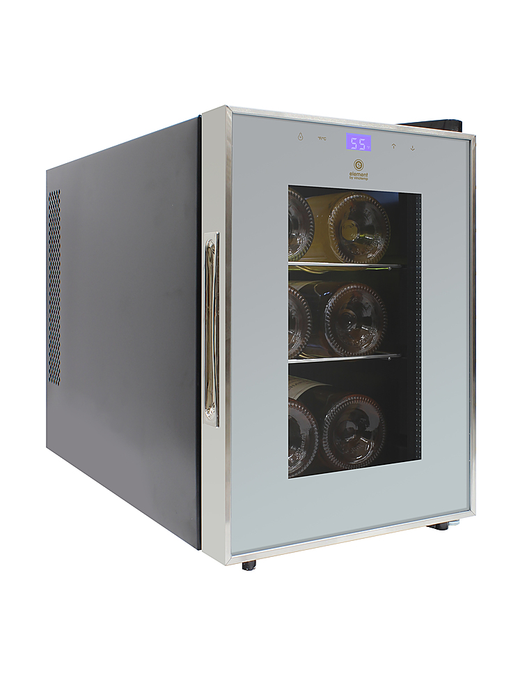 Left View: Vinotemp - 6-Bottle Single Zone Wine Cooler with Touch Screen - Silver