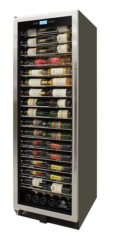 Angle View: Vinotemp - 141-Bottle Single Zone Wine Cooler with Backlit Panel and Left Hinge - Silver