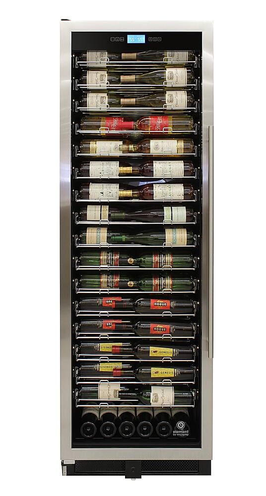 Best Buy Vinotemp 141Bottle Single Zone Wine Cooler with Backlit Panel and Left Hinge Silver