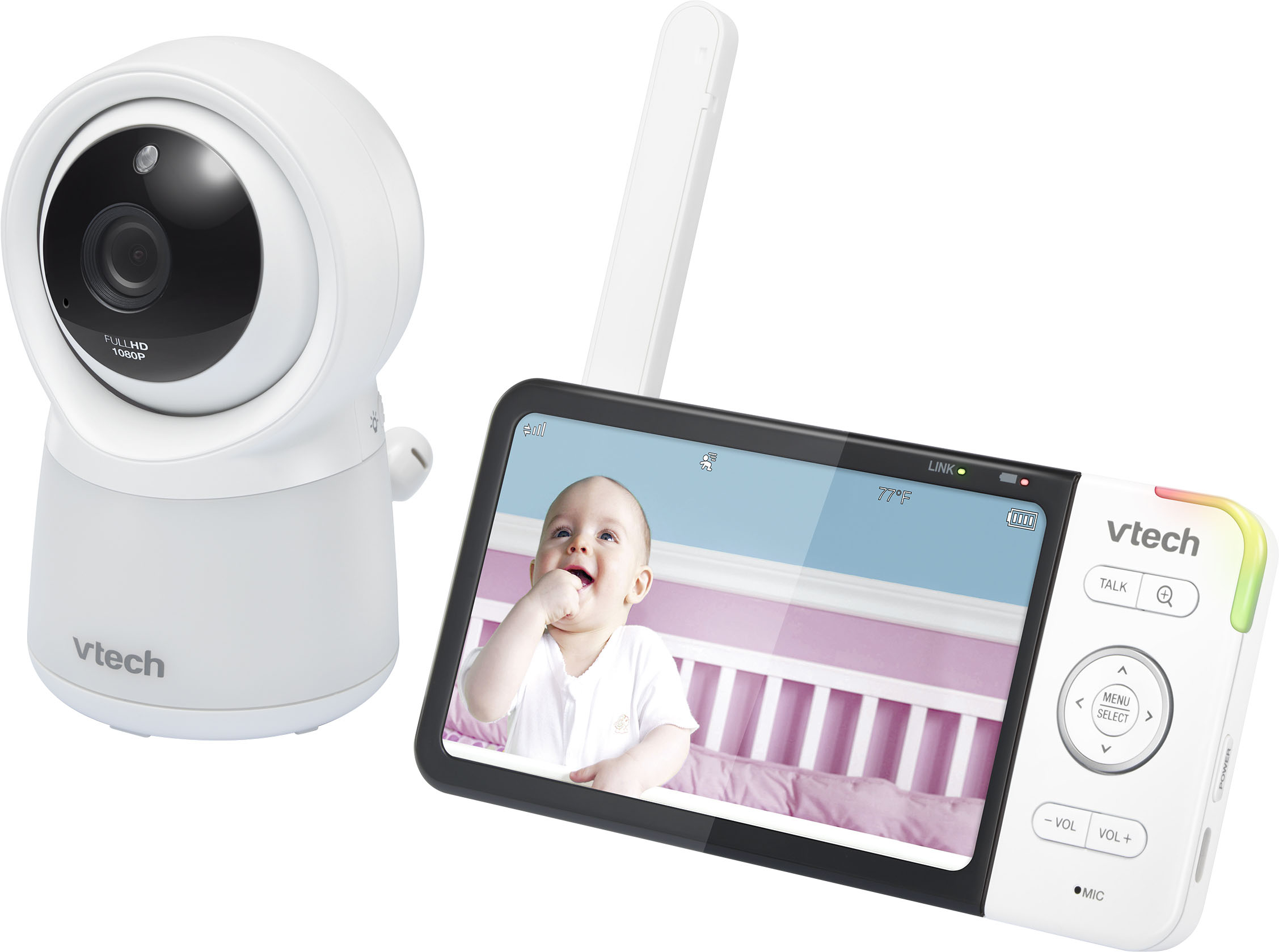 VTech 2 Camera 5” Smart Wi-Fi 1080p Video Monitor White RM5754-2HD - Best  Buy