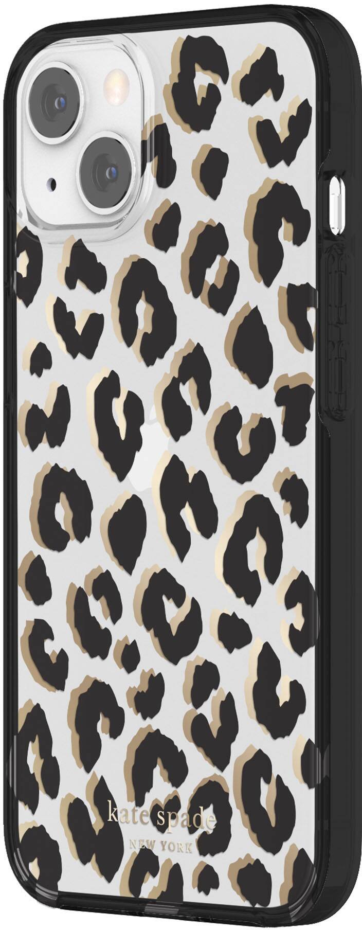 Angle. kate spade new york - Protective Hardshell Case for iPhone 13 - Leopard.