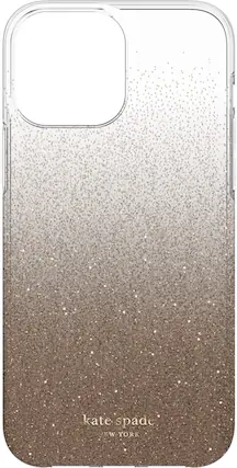 Front. kate spade new york - Protective Hardshell Case for Magsafe for iPhone 13/12 Pro Max - Champagne Omgre Glitter.