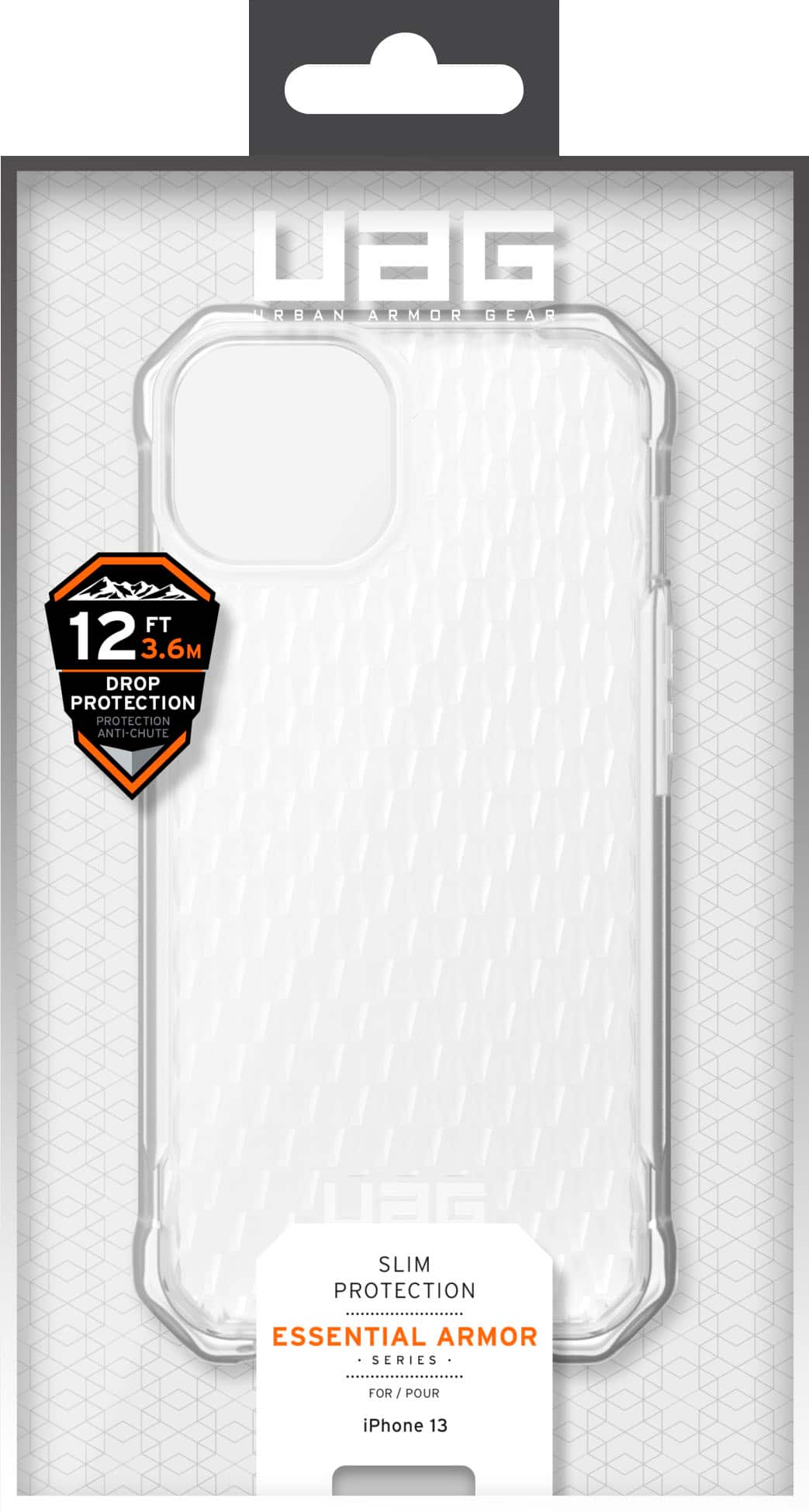 Left View: UAG - Essential Armor case for iPhone 13 - Ice