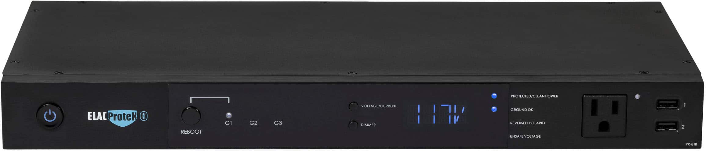 ELAC ProteK - 8 Outlet/2 USB Component 2160 Joules Surge Protector/Power Conditioner - Black - Front_Zoom