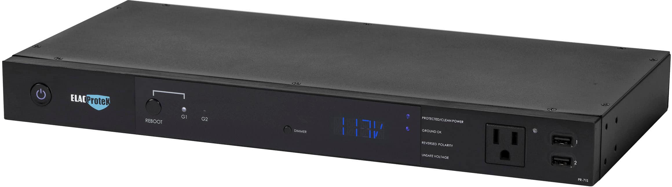 Alt View 11. ELAC ProteK - 8 Outlet/2 USB Component 2160 Joules Surge Protector/Power Conditioner - Black.
