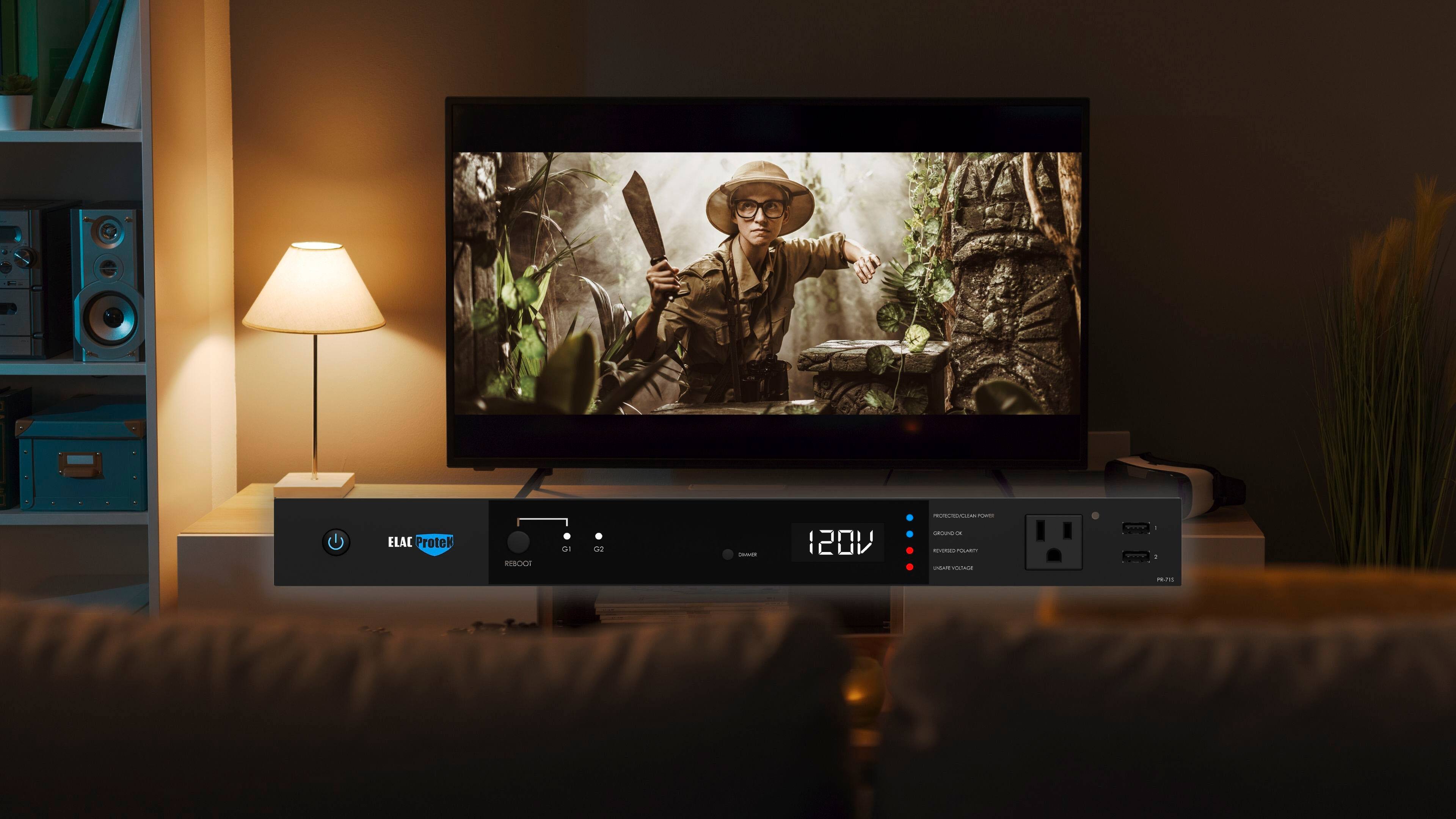 Alt View 16. ELAC ProteK - 8 Outlet/2 USB Component 2160 Joules Surge Protector/Power Conditioner - Black.