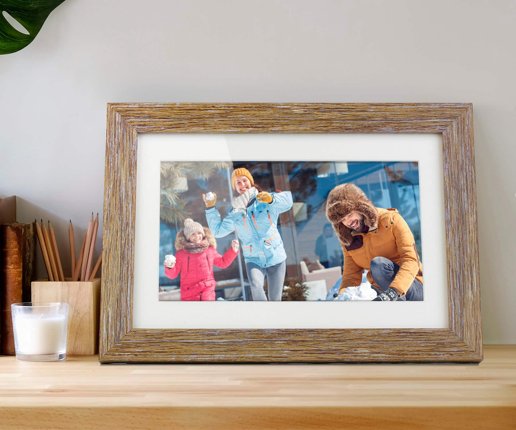 Alt View 11. Aluratek - 10" LCD Wi-Fi Touchscreen Digital Photo Frame - Distressed Wood.
