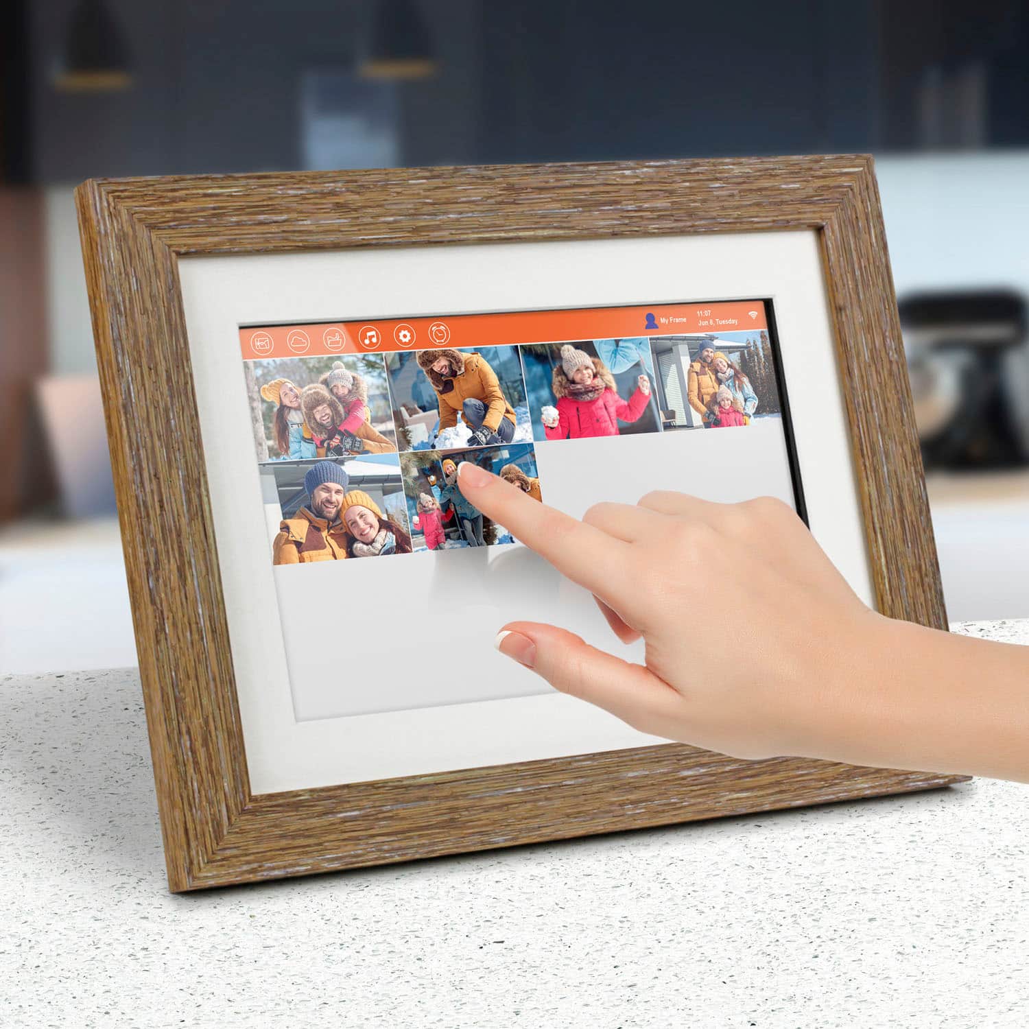 Alt View 12. Aluratek - 10" LCD Wi-Fi Touchscreen Digital Photo Frame - Distressed Wood.