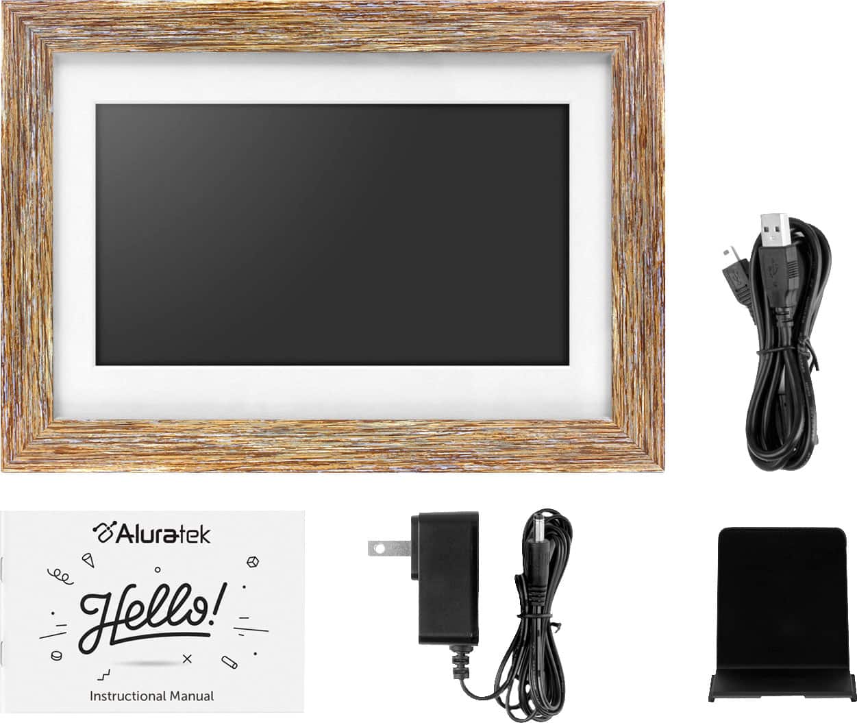 Alt View 14. Aluratek - 10" LCD Wi-Fi Touchscreen Digital Photo Frame - Distressed Wood.