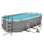 Front Zoom. Bestway - Power Steel 18ft x 9ft x 48in Above Ground Swimming Pool Set with Pump - Gray.