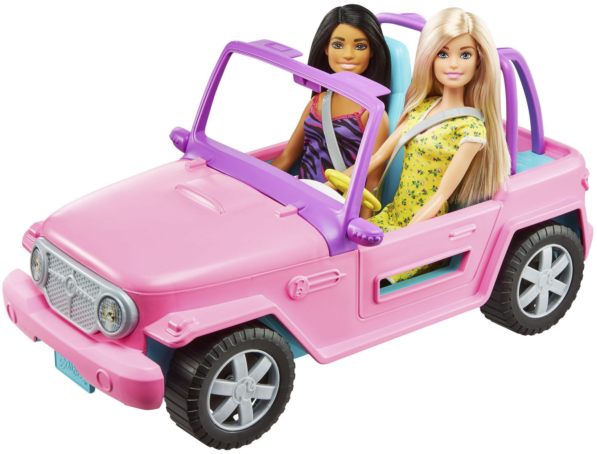 Left View: Barbie - Dolls and Off-Road Vehicle Playset - Pink