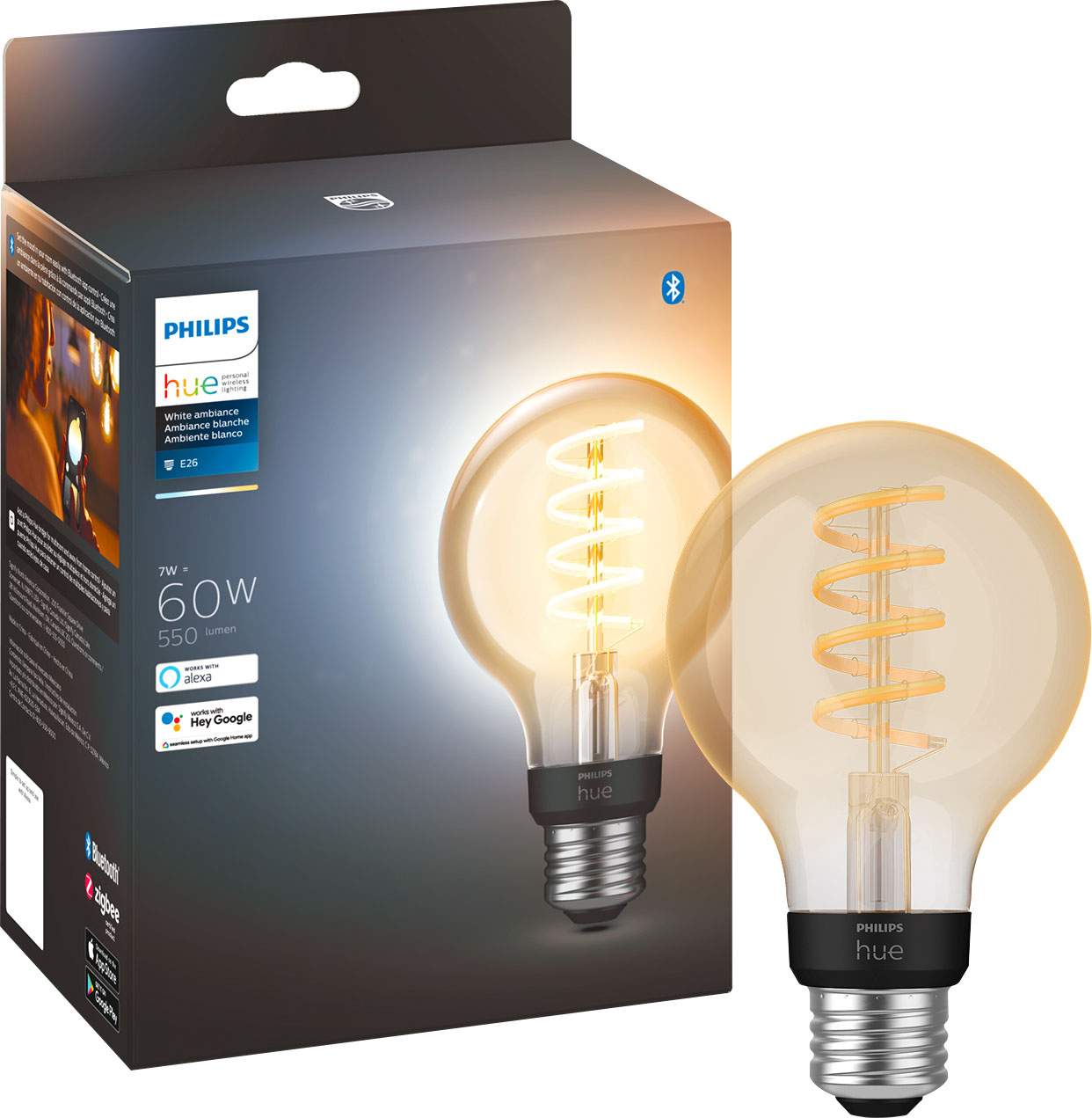 Philips Hue Filament G25 Bluetooth Smart LED Bulb White 563593 - Best Buy