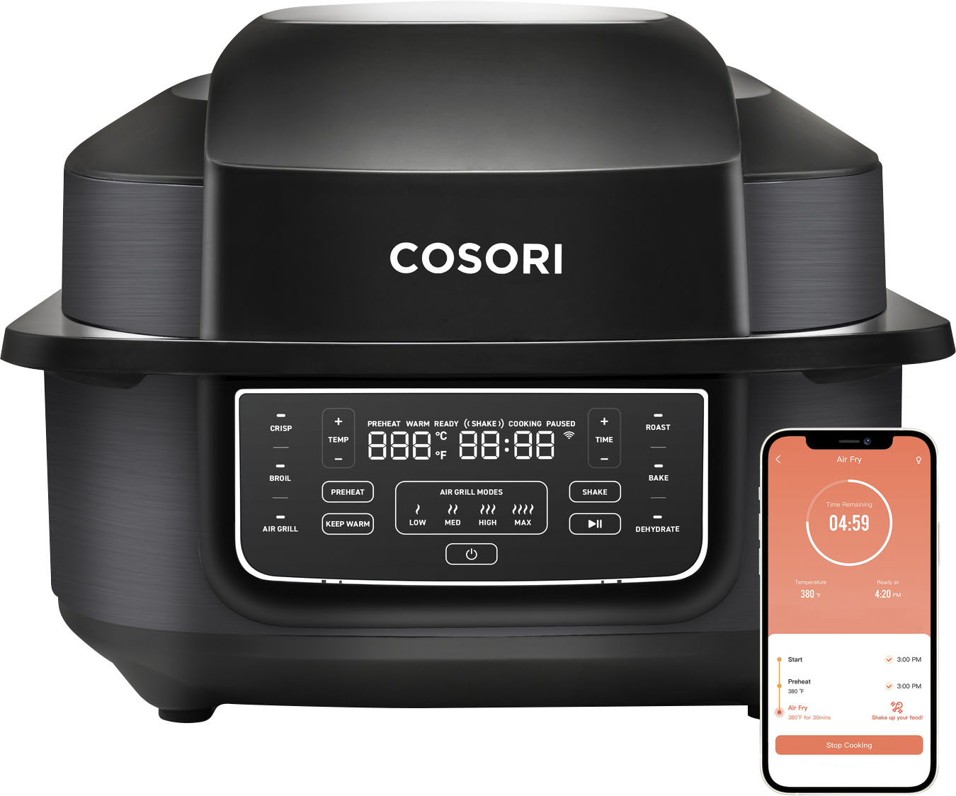 COSORI Indoor Grill Electric Smokeless Grill Indoor Smart XL Air Fryer  Combo 8 Cooking Functions 6QT 100 Recipes Compatible with Alexa Google  Assistant Black｜TikTok Search