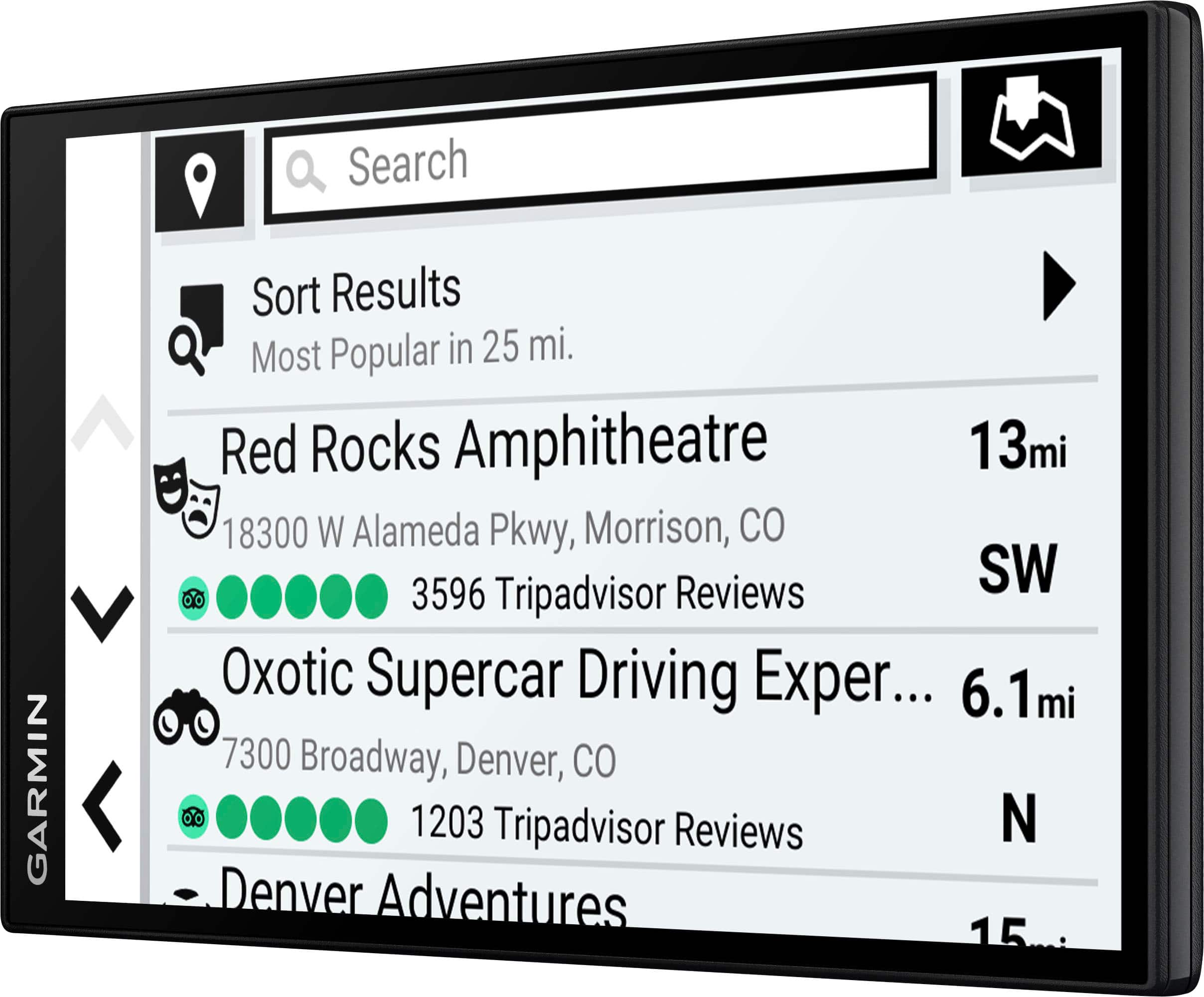 Left. Garmin - DriveSmart 76 7" GPS with Built-In Bluetooth, Map Updates and Traffic Updates - Black.