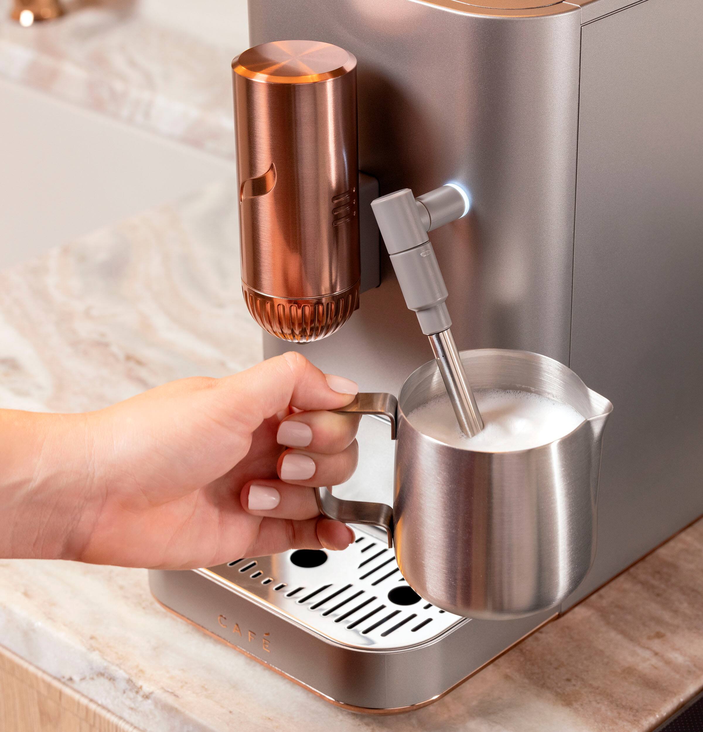 Alt View 14. Café - Affetto Automatic Espresso Machine with 20 bars of pressure, Milk Frother, and Built-In Wi-Fi - Steel Silver.