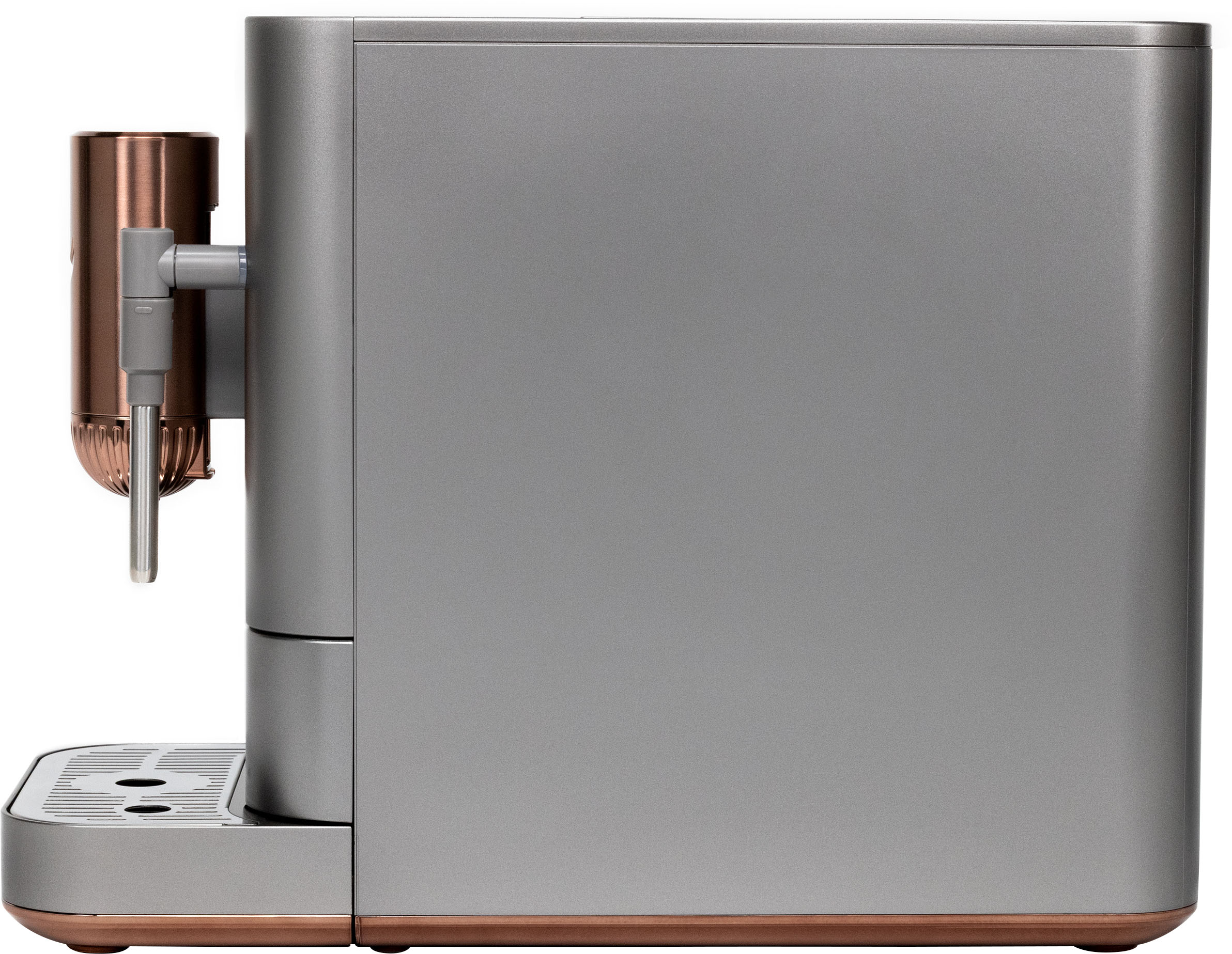 Left View: Café - Affetto Automatic Espresso Machine with 20 bars of pressure, Milk Frother, and Built-In Wi-Fi - Steel Silver