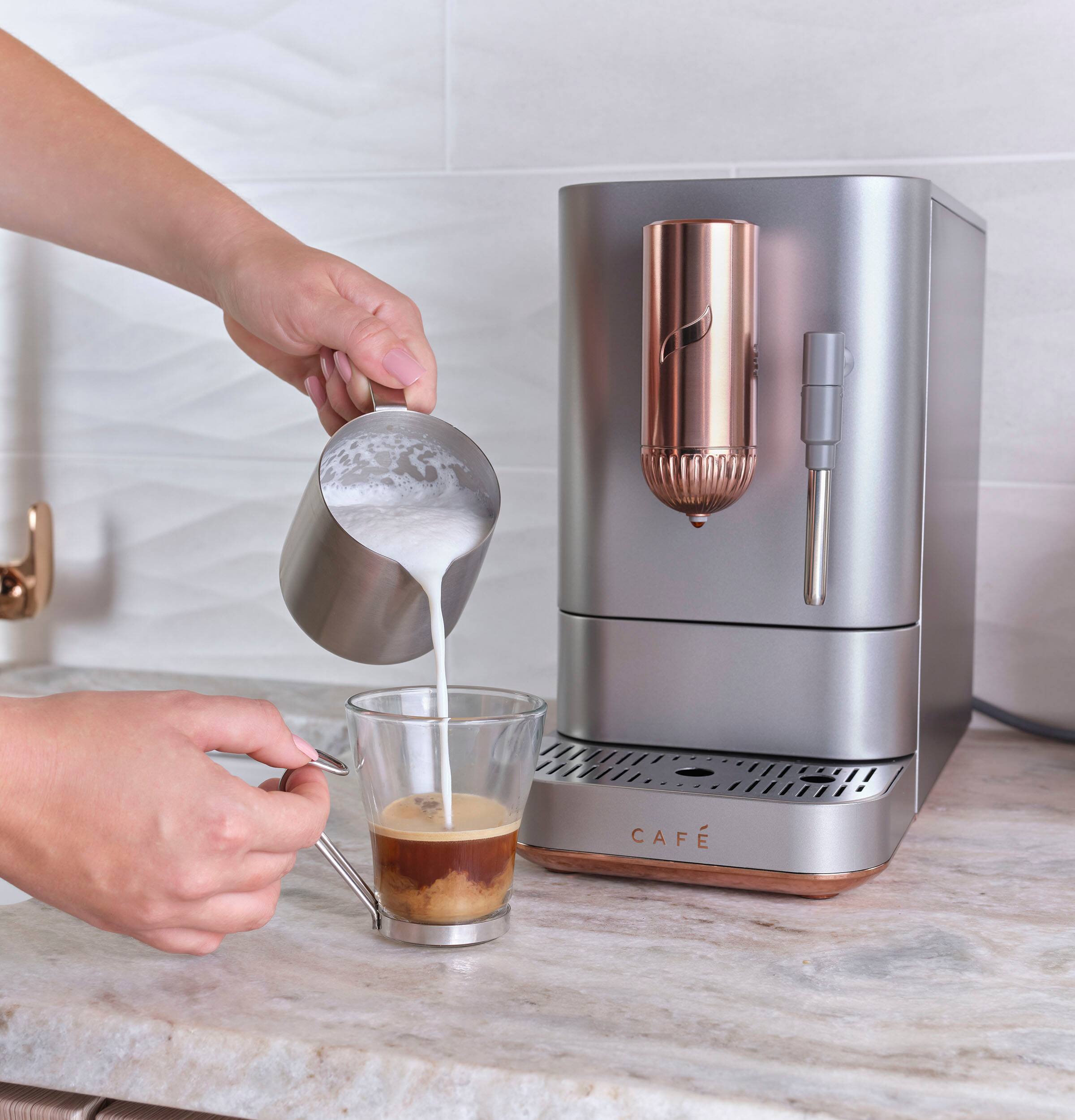 Alt View 27. Café - Affetto Automatic Espresso Machine with 20 bars of pressure, Milk Frother, and Built-In Wi-Fi - Steel Silver.