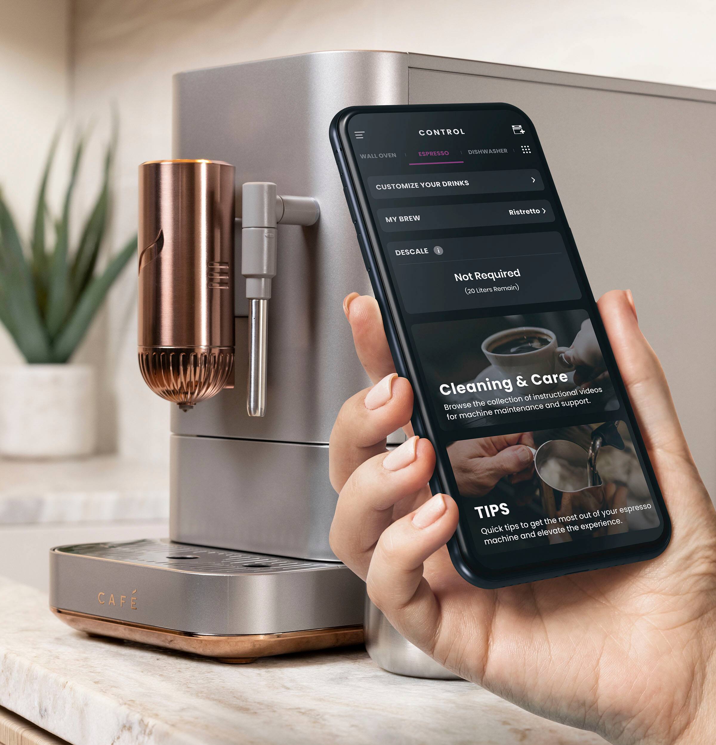 Alt View 19. Café - Affetto Automatic Espresso Machine with 20 bars of pressure, Milk Frother, and Built-In Wi-Fi - Steel Silver.