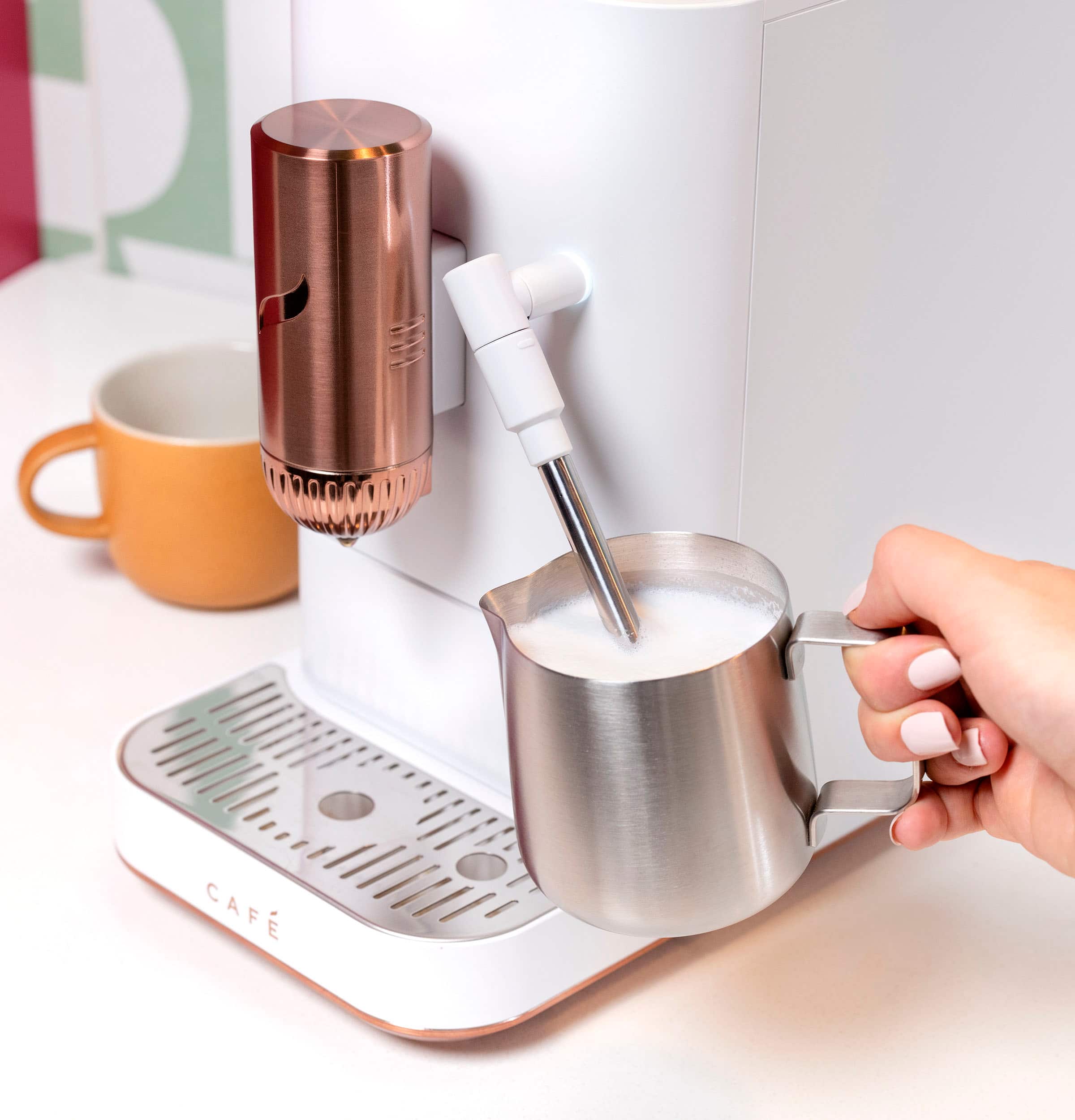 Alt View 14. Café - Affetto Automatic Espresso Machine with 20 bars of pressure, Milk Frother, and Built-In Wi-Fi - Matte White.